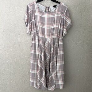 Womens Plus Torrid Challis Skater Dress 1/1X Plaid Fit & Flare with Pockets